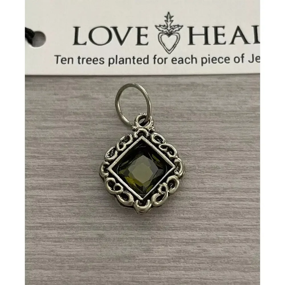 Love Heals Olive Green Prism Mirror Charm White Bronze Ojai CA LH33